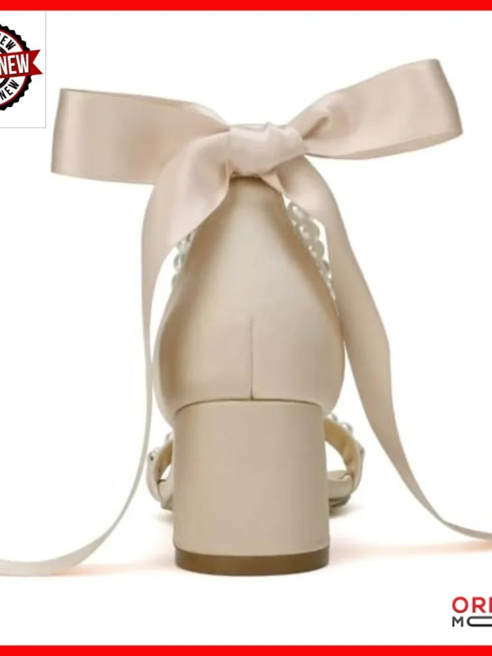 Pearl Embellished Block Heel Wedding Sandals Size EU 36-41